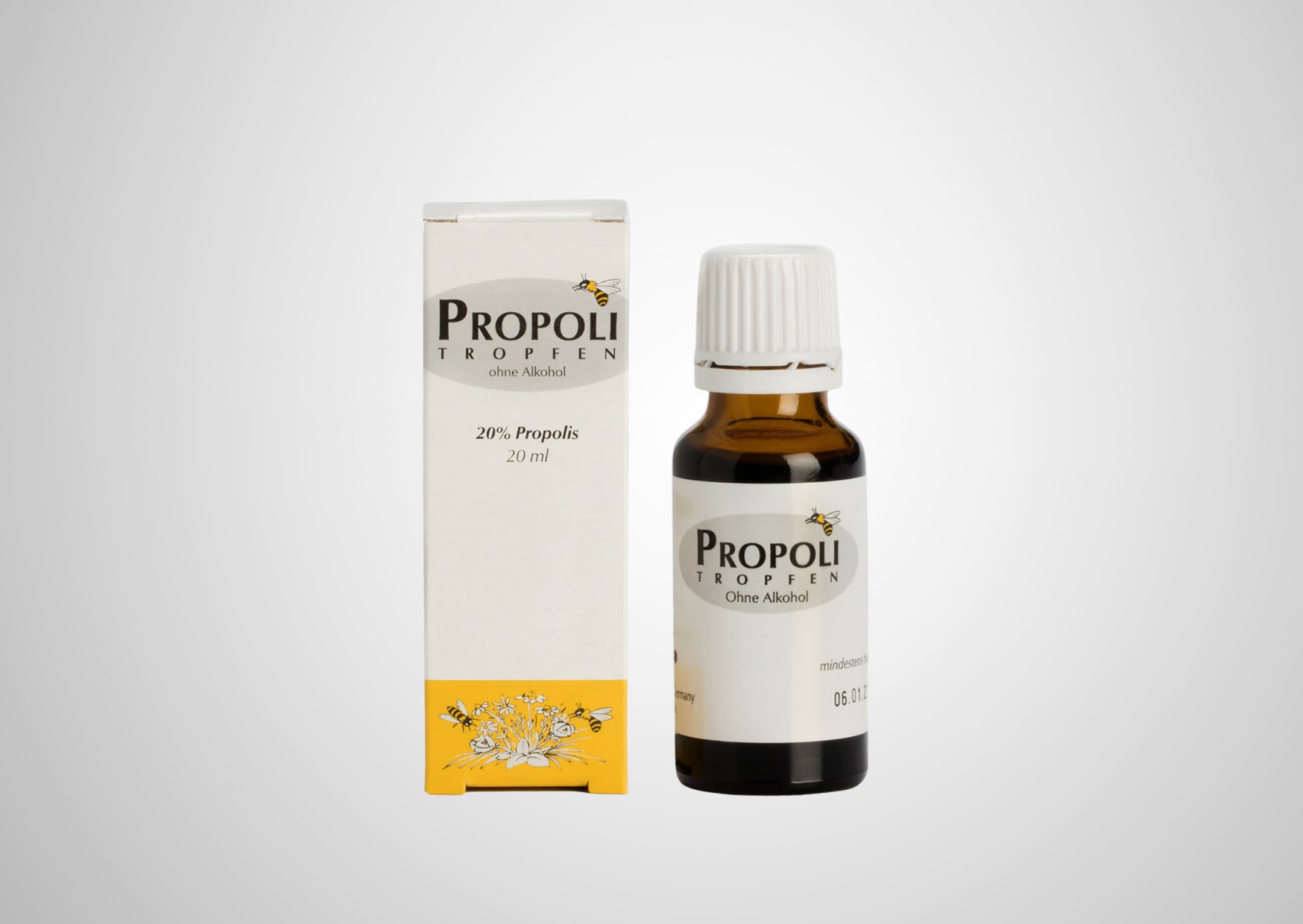 Gotas de propóleo 20%, sin alcohol, de la marca Healthcare Products