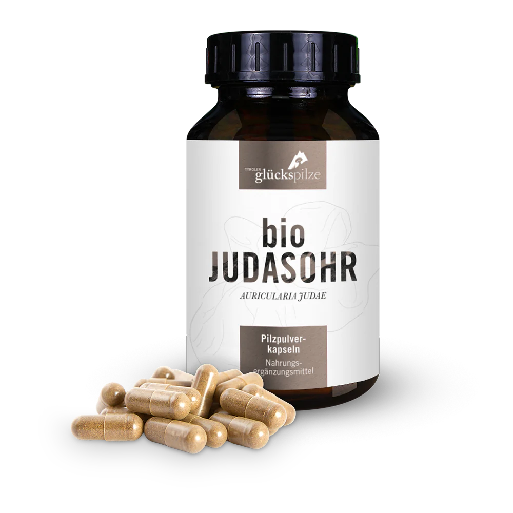 Cápsulas orgánicas de Hongo de Judas, de la marca Tyroler Glückspilze